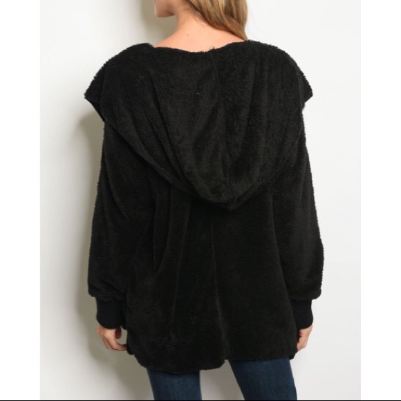 ✨LAST ONE ✨Black Sherpa fleece hooded jacket - Picture 4 of 5